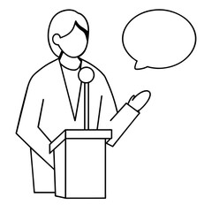 man with speech bubble vector illustration icon