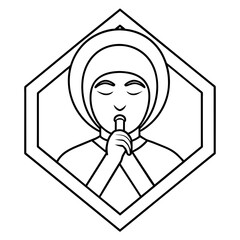 person in the window be quiet vector illustration icon