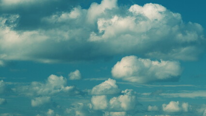 Beautiful Sky Background. Blue Sky With Clouds As Blue Backdrop In Air. Blue Sky With White Clouds.