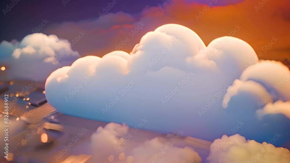 Poster cloud hovering over circuit board generative ai
