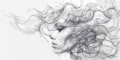 Fototapeta premium Elegant Abstract Female Face Drawing