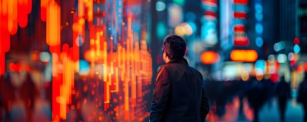 Chaotic Financial Market Crash and Panicked Investor Visualization in Futuristic Urban Cityscape