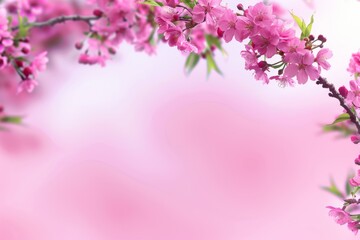 Spring cherry blossoms on a soft pink background