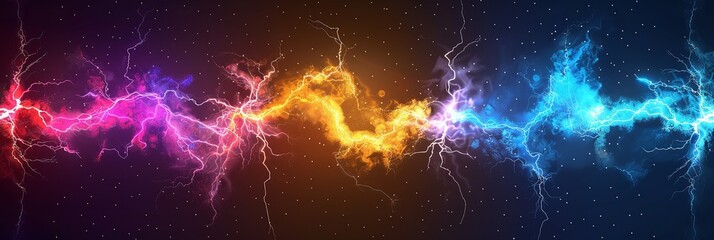 Isolated set of vibrant electricity. Generative Ai