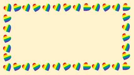pride month background illustration of rainbow heart with copy space