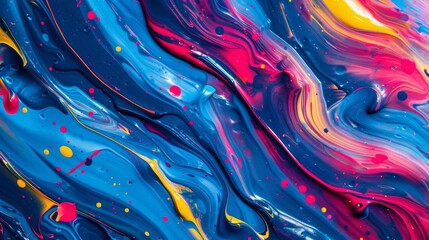 Fototapeta premium Vibrant abstract swirls in blue, red, and yellow