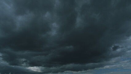 Black Of Rainstorms Clouds. Cumulonimbus Clouds Moving In Cloudy Dark Sky. Dramatic Thunderstorm...