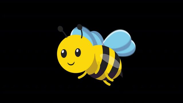 2D Bee Flying Transparant Alpha, Bee Animation
