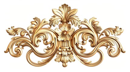 ornate golden baroque decorative element on white background intricate classic floral design isolated vector illustration