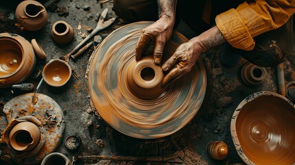 Potter's Hands Shaping Clay.