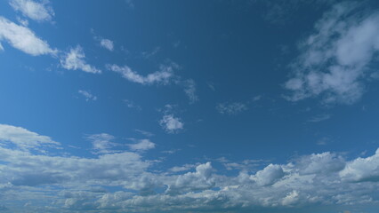 Panorama Blue Sky Clouds Heaven On Daylight. Skyscape Speeds Through Day. Cloud Formation. Summer...