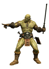 3D Rendering Fantasy Creature Orc on White