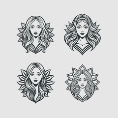 a set of images of a woman with a sunflower on the top.