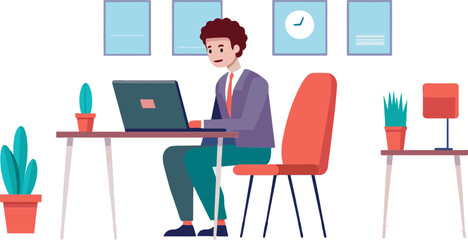 Sitting people working from home-