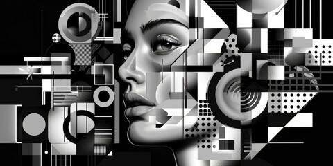 Geometric Abstract Portrait of Woman