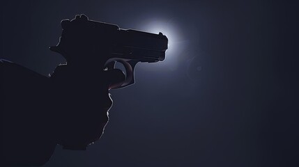 silhouette of person holding a gun dramatic lighting concept illustration