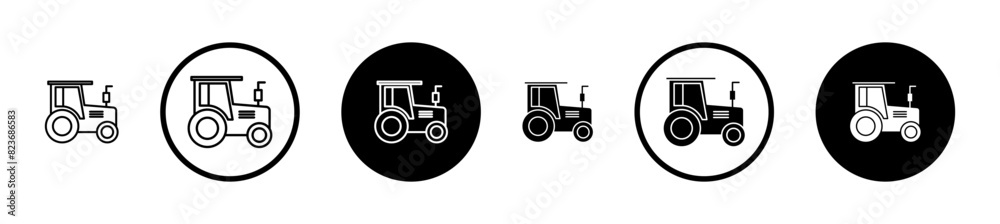 Wall mural Tractor icon set. agriculture field, equipment sign. farmer tractor machine sign. farmland tractor machinery icon suitable for apps and websites UI designs.