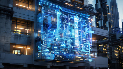 Fototapeta premium Futuristic Smart City Hologram Displaying Advanced Urban Technology
