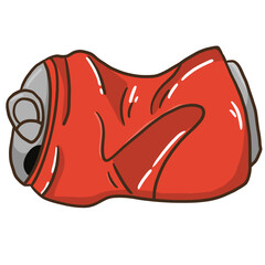 Recycle aluminum metal crushed can waste, trash, junk reusable illustration