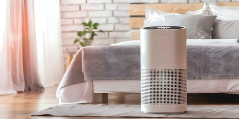 Air purifiers and conditioners remove dust and viruses for a healthier home. Concept Home Health, Air Purification, Indoor Air Quality, Allergy Prevention, Virus Protection