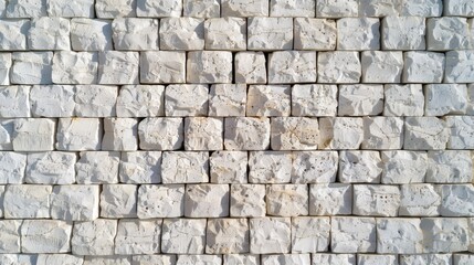 Fototapeta premium A wall made of white bricks with a rough texture