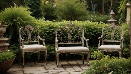 Obraz premium vintage chairs in the summer garden