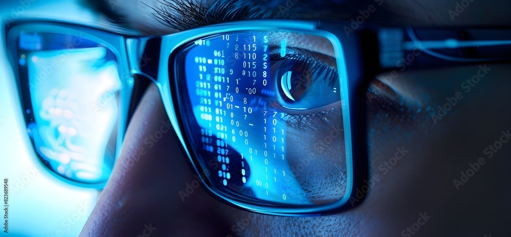 Poster futuristic digital eye monitoring computer data and network cyber security technology concept