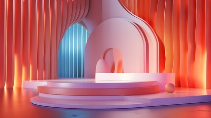 Vibrant 3D Award-Winning Stage Set with Rounded Design and Eye-Catching Pure Colors