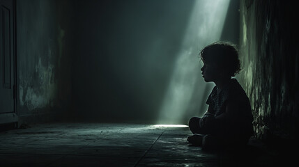 Obraz premium Welttag gegen Menschenhandel Zeichen setzen Symbolisch gegen Sklaverei Menschenrechte schützen düster Mensch gelöst von Ketten dunkler Raum Generative AI