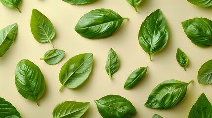 Fresh Green Basil Leaves Arrangement A Culinary Symphony of Flavor and Aroma