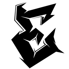 E Font Graffiti Logo. Typography logo Fill