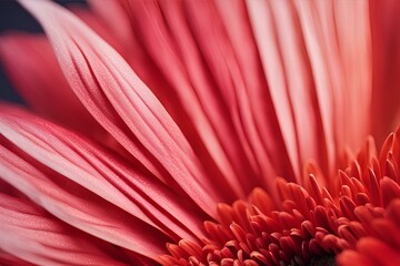 Close-up of Red Gerbera Petal, Color Gradients, Fine Lines, Macro Photography, Floral Details, Vibrant Red Flower, High Resolution