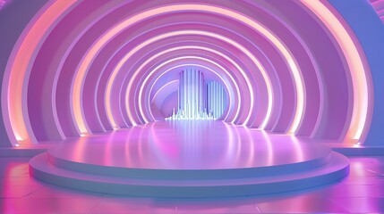 Obraz premium Vibrant 3D Stage Set: Rounded Award-Winning Design with Eye-Catching Pure Colors