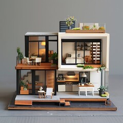 house model Modern Living Room with  Bookshelf