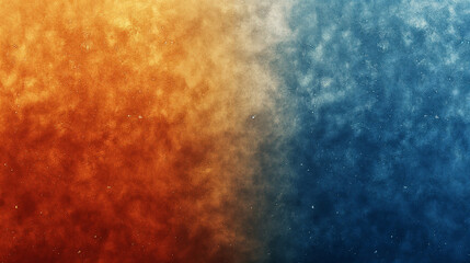 Obraz premium A textured gradient background where fiery orange collides with cool blue, creating a dynamic contrast. The subtle grainy texture adds depth, making this a visually captivating blend of hot and cold