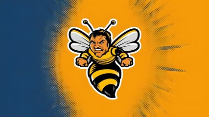 Angry honey bee, mascot logo design, vector illustration.