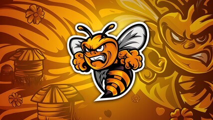 Fierce Angry Honey Bee Mascot Logo Design