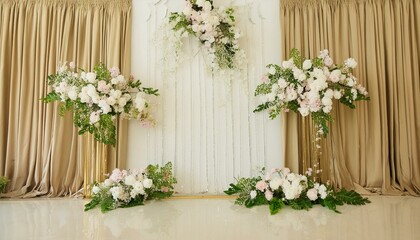 Luxury wedding ceremony interior wall background and copy space