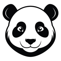 Panda Face, Silhouettes Panda Face, black and white Panda vector design