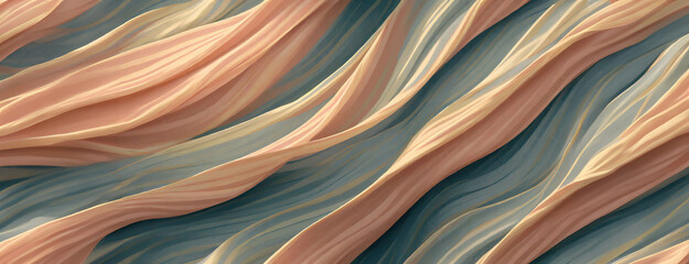 Flowing abstract textures in soft hues of peach and blue create a dynamic and visually pleasing pattern, evoking movement and fluidity.