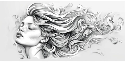 Artistic Pencil Sketch of Woman's Profile