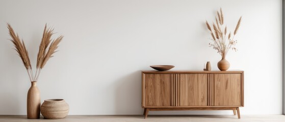 minimalist wooden shelf against a plain white wall