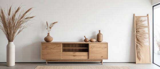 minimalist wooden shelf against a plain white wall