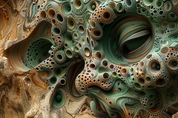 Impressionism , a green, brown and grey fractal design