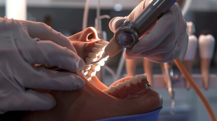 The dentist is using a drill to remove the patient's tooth.