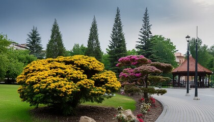 Urban green spaces such as parks and gardens providing recreational areas for city dwellers