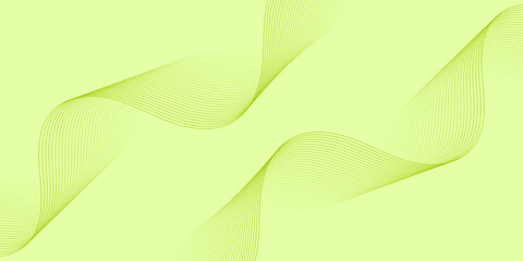 Abstract background with waves for banner. Medium banner size. Vector background with lines isolated. Element for design. Green gradient. Light green color. Summer, spring. Brochure, booklet