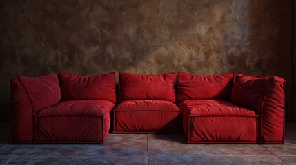 Modern red sectional sofa in a minimalist interior