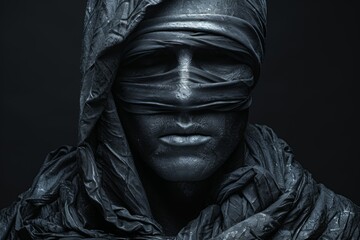 Mysterious veiled figure in artistic monochrome portrait