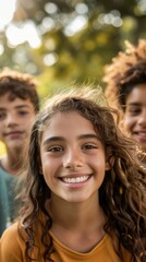 Fototapeta premium Three young people are smiling for the camera